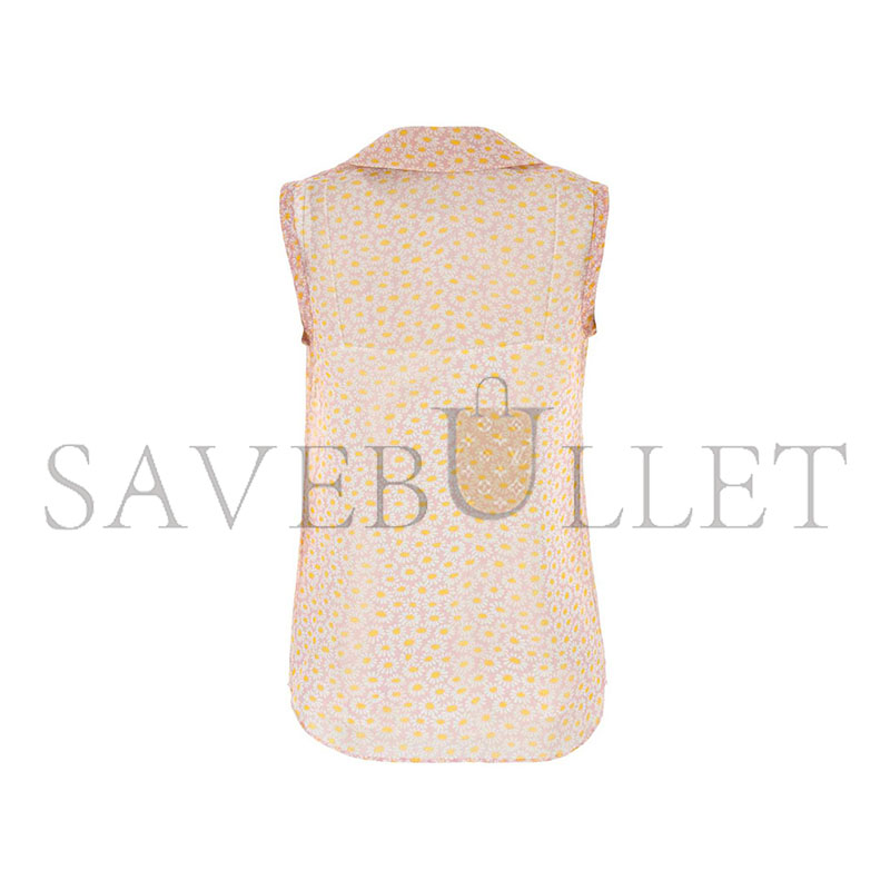 GUCCI LIGHT PINK PRINTED CREPE FLORAL SHIRT 